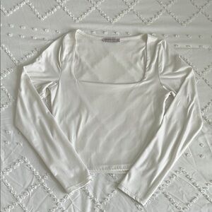Sincerely Jules Cream Long Sleeve Fitted Crop Bodysuit
